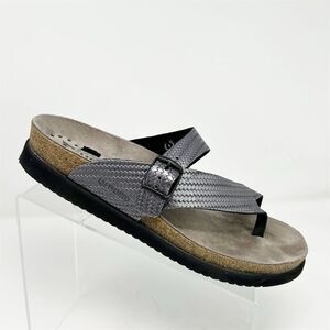 Mephisto Helen Grey Silver Twist Thong Sandals Gray Size 11 Woven Texture Summer